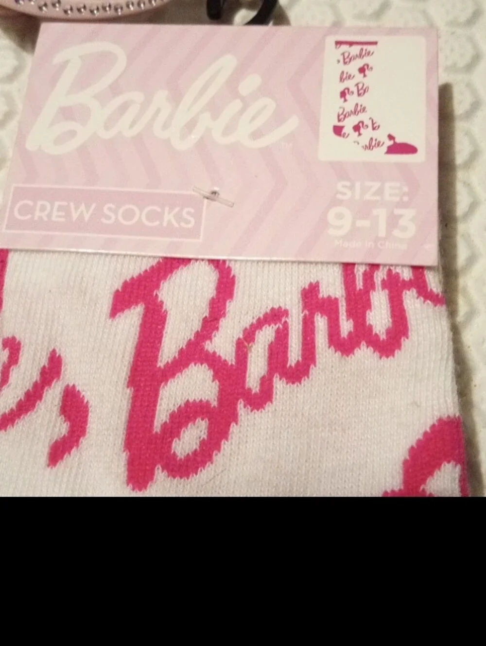 Barbie Pink & Multicolor Patterned Crew Socks - 2 Pack#FREE SHADES